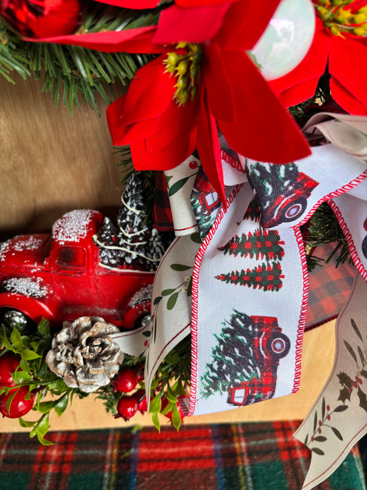 Christmas Car and Santa Wreath