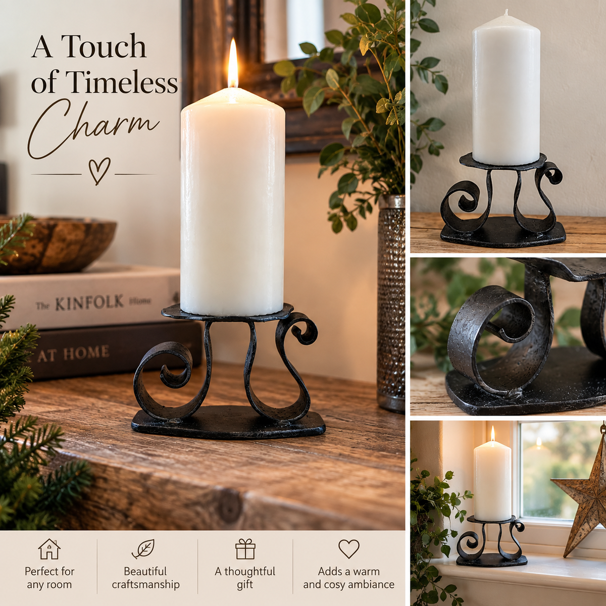 Wrought Iron Scroll Candle Holder