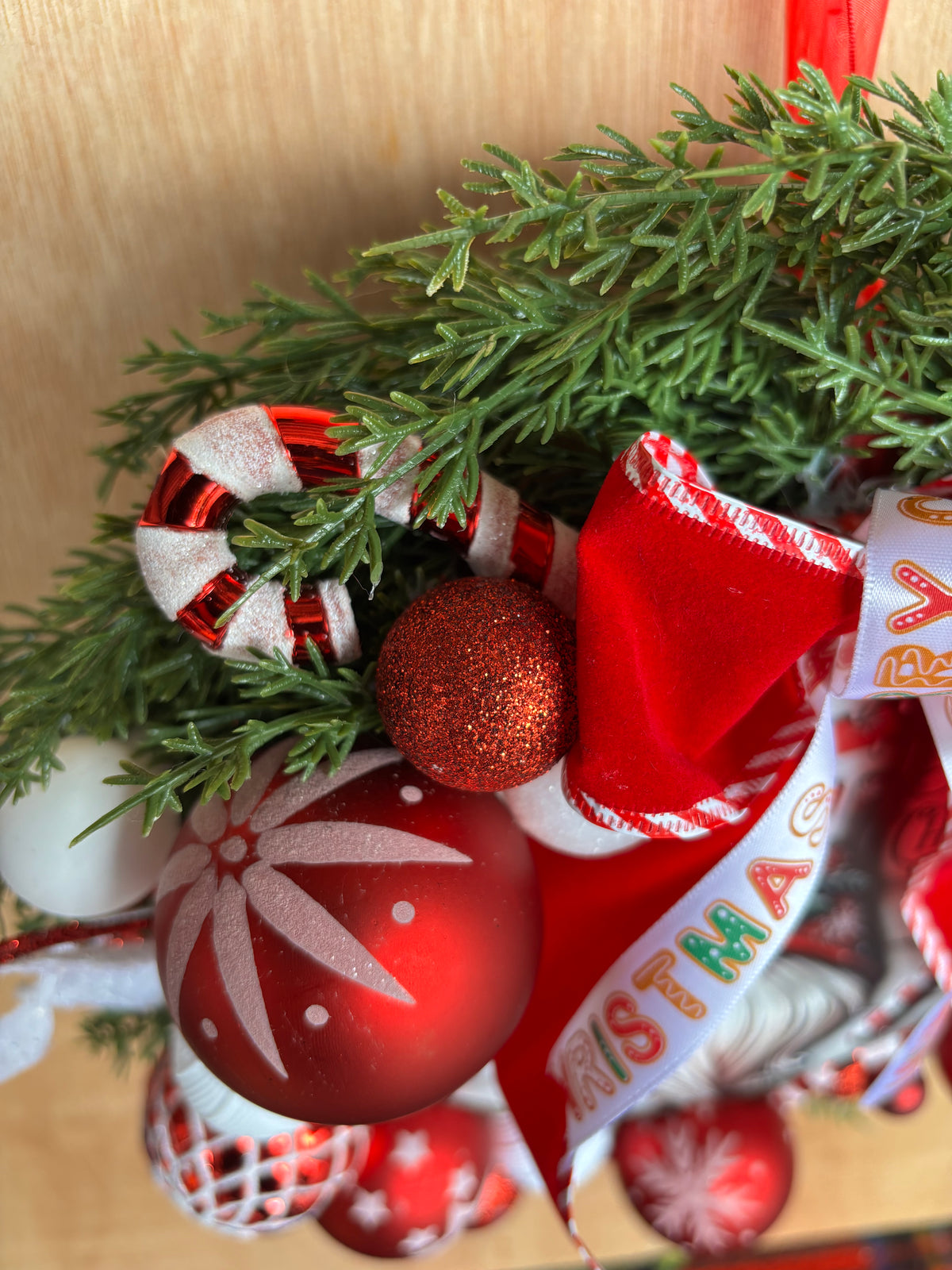 Red and White Gnome Wreath