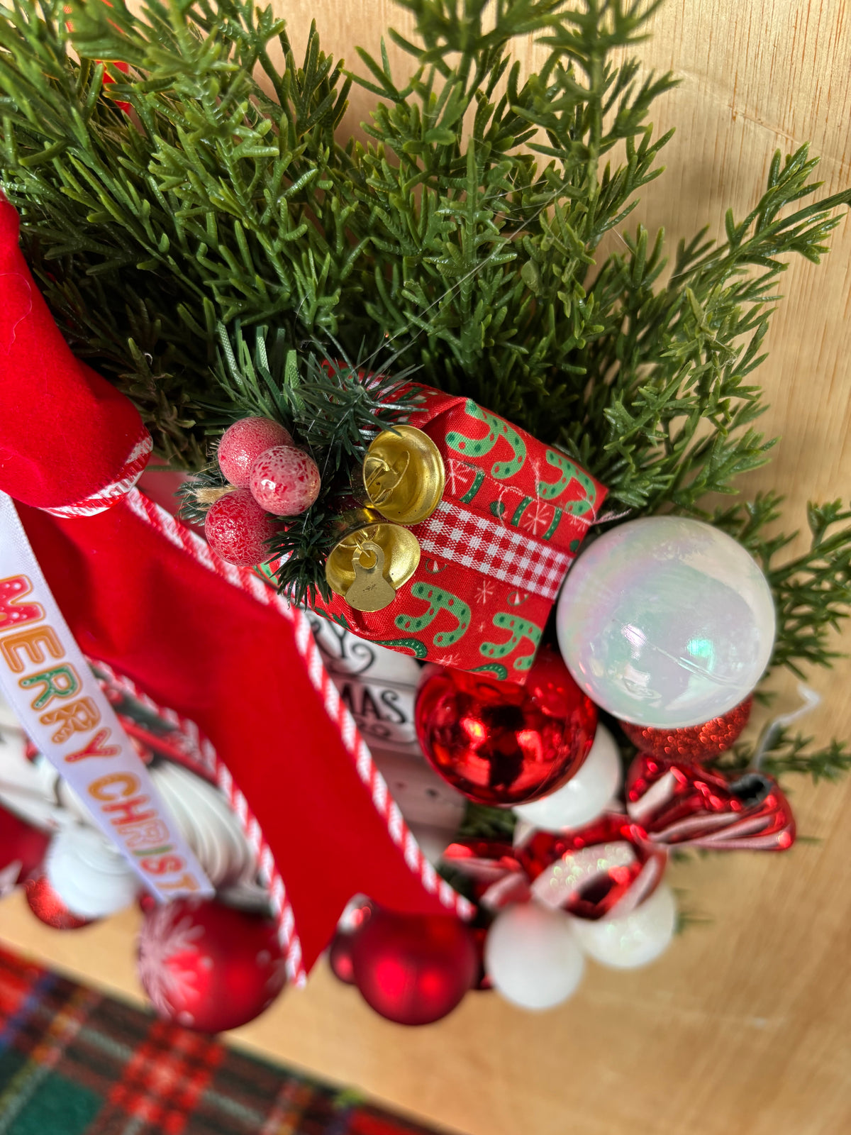 Red and White Gnome Wreath