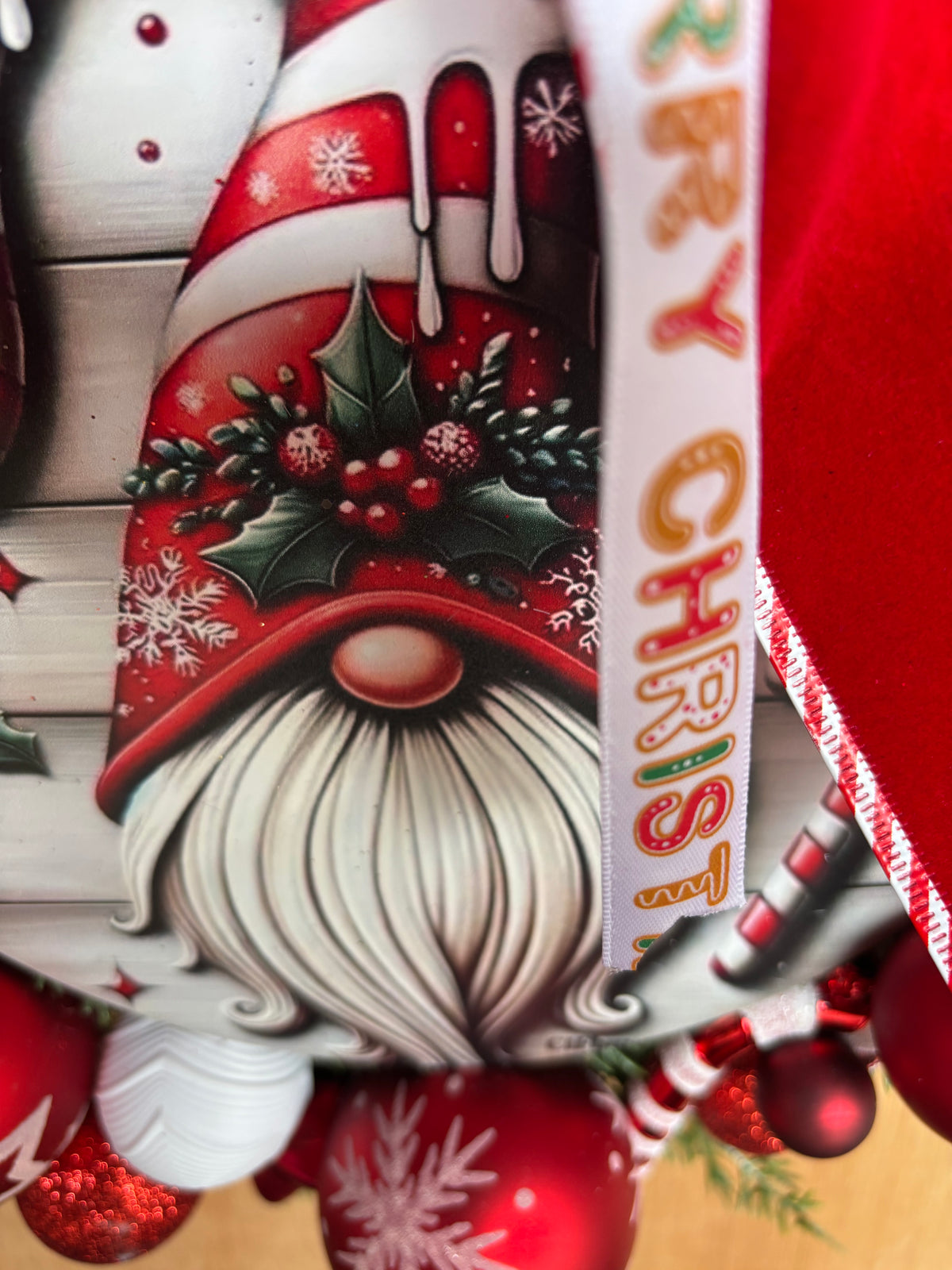 Red and White Gnome Wreath