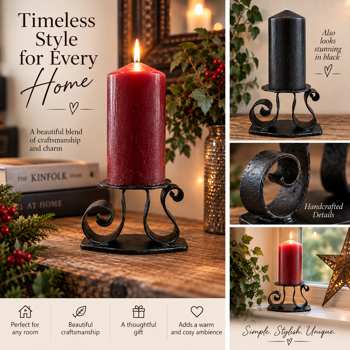 Wrought Iron Scroll Candle Holder