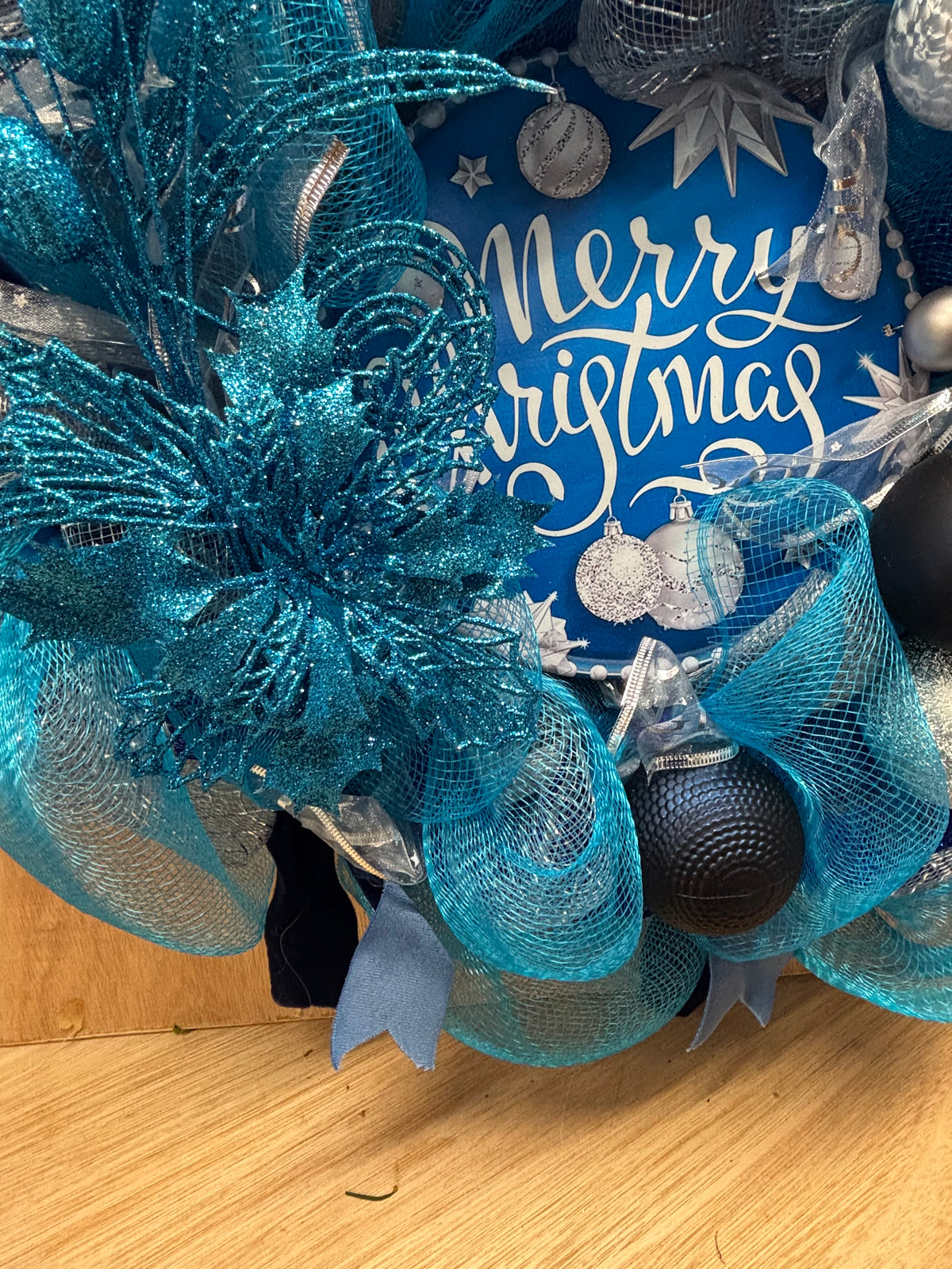 Blue Ribbon Wreath