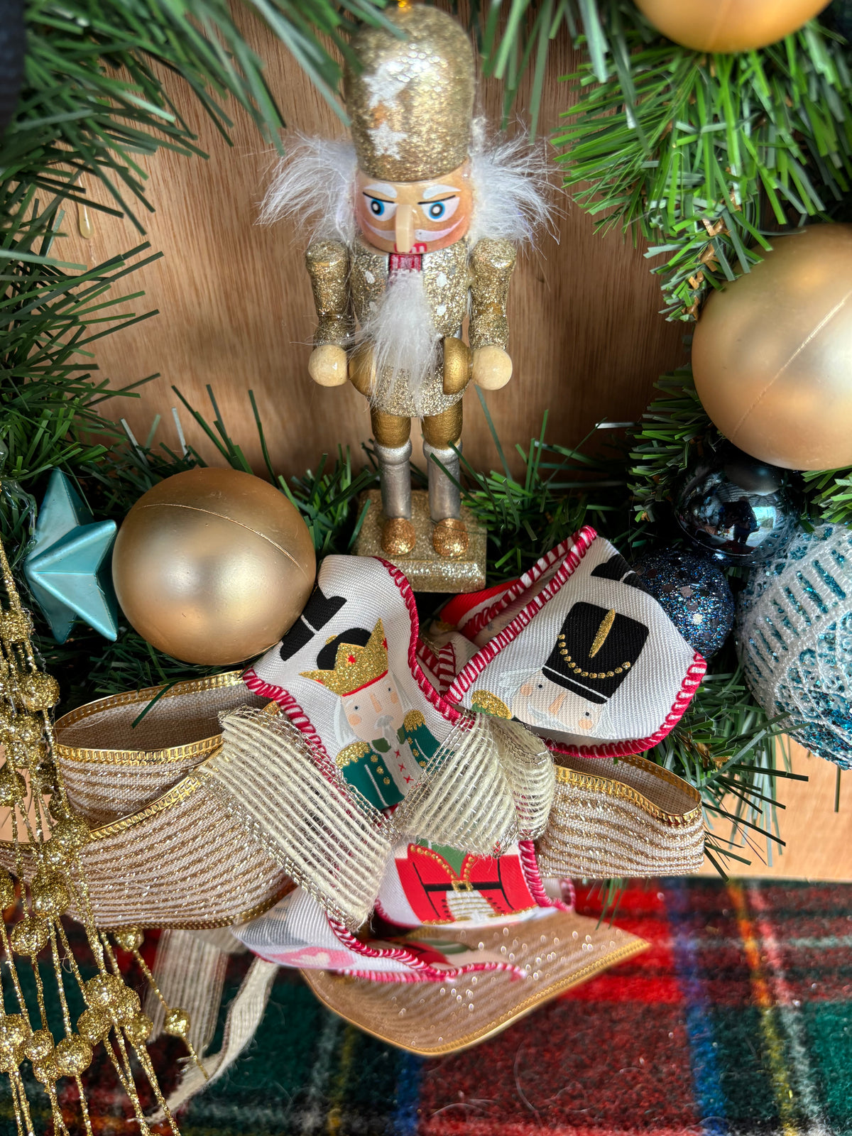 Blue and Gold Nutcracker Wreath