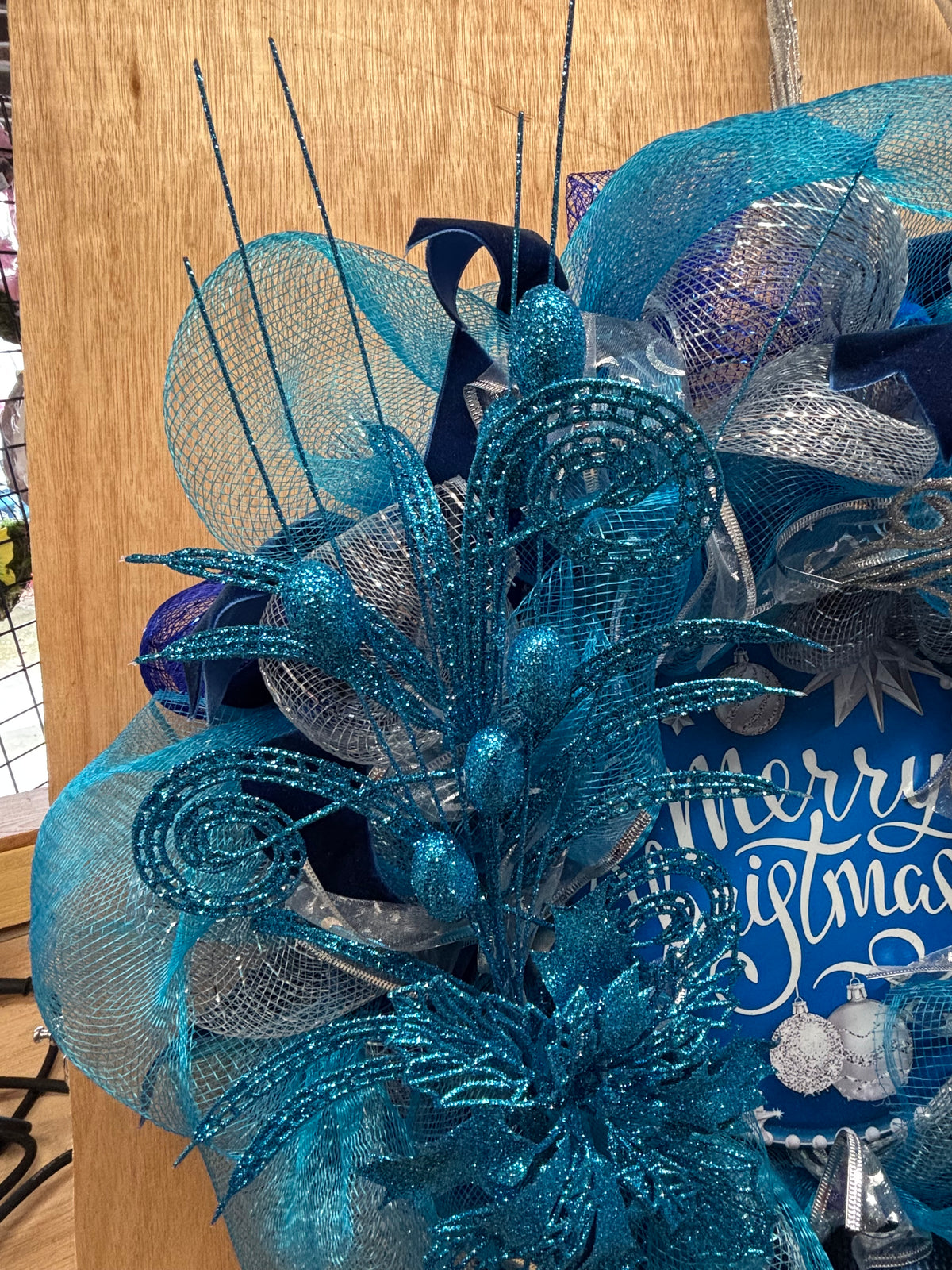 Blue Ribbon Wreath